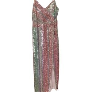 Venus Striped Sequin Midi Dress